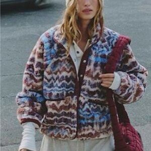 NWT Free People Movement Hit The Slopes Printed Fleece Jacket